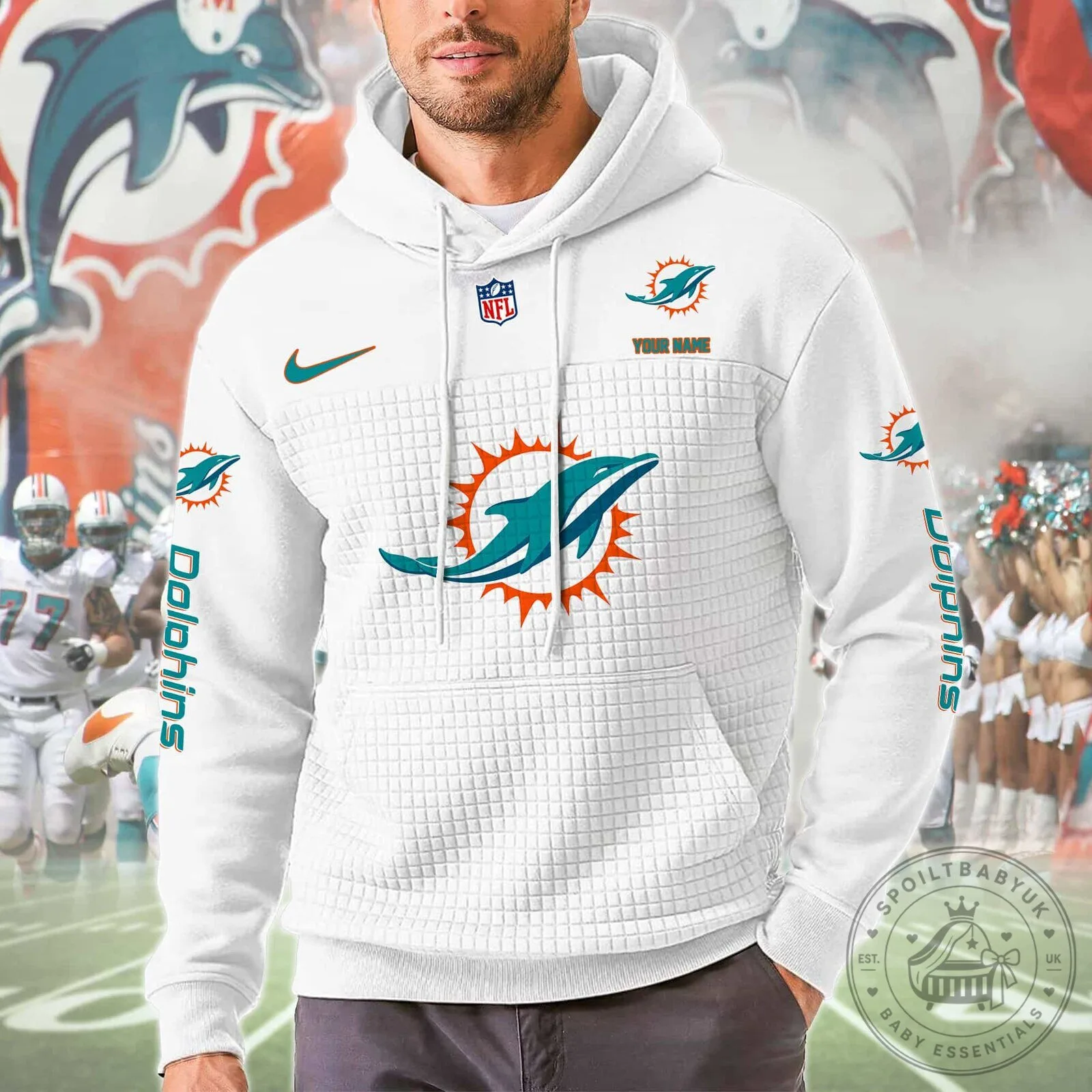 Miami Dolphins NFL Football Team Logo Orange Teal Hoodie 11 Miami Dolphins NFL Football Team Logo Orange Teal Hoodie