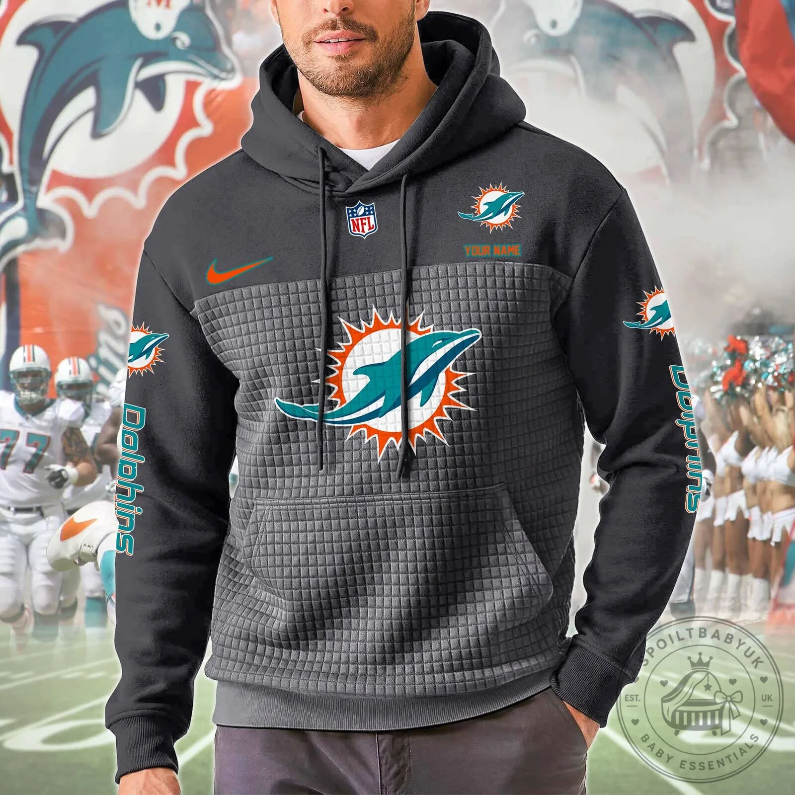 Miami Dolphins NFL Football Team Logo Orange Teal Hoodie 13 Miami Dolphins NFL Football Team Logo Orange Teal Hoodie