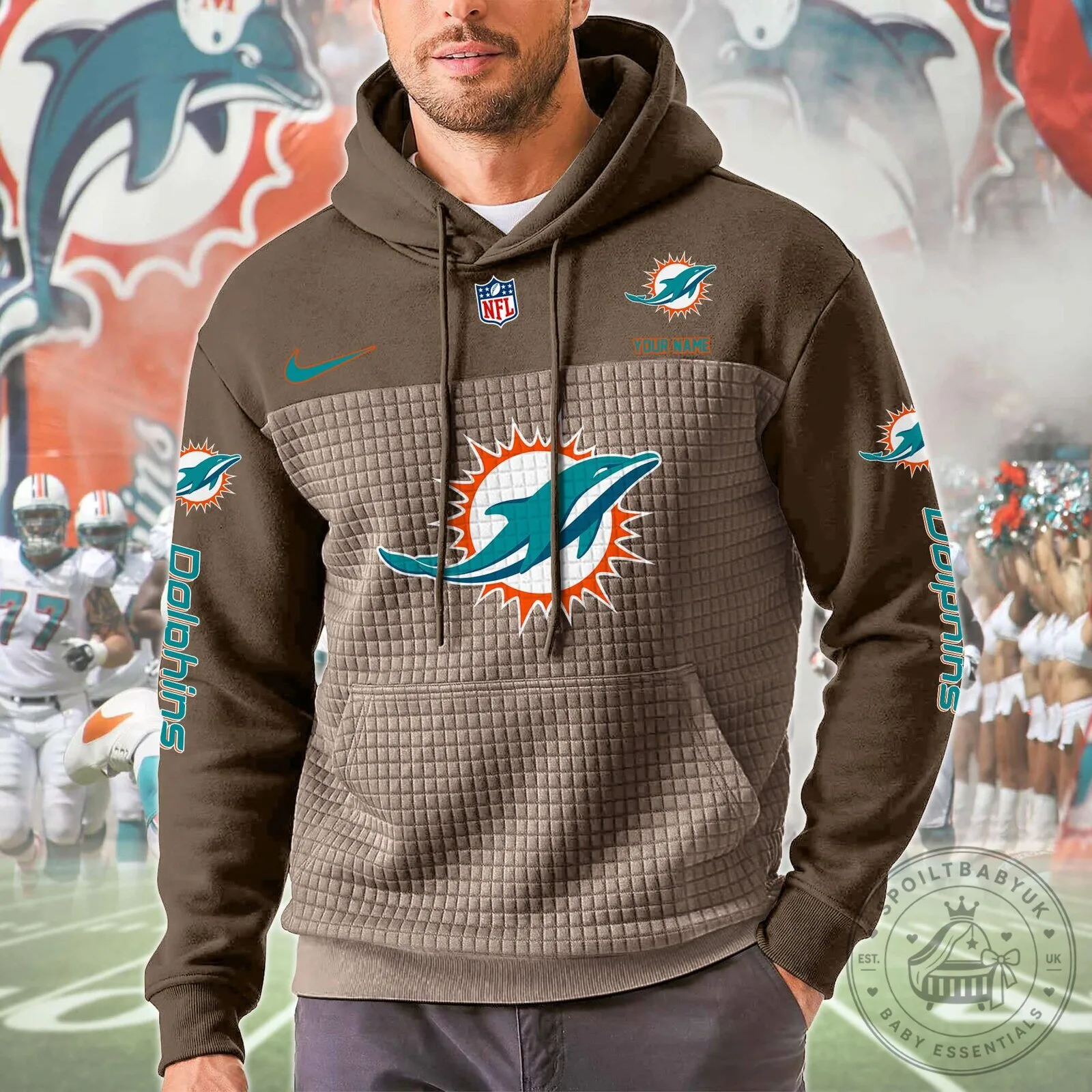 Miami Dolphins NFL Football Team Logo Orange Teal Hoodie 14 Miami Dolphins NFL Football Team Logo Orange Teal Hoodie