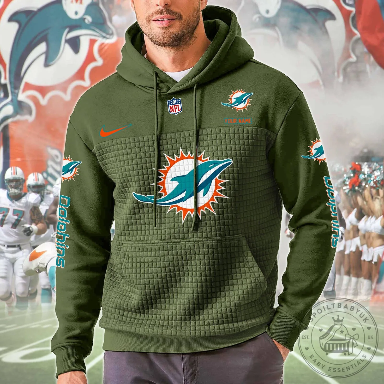 Miami Dolphins NFL Football Team Logo Orange Teal Hoodie 15 Miami Dolphins NFL Football Team Logo Orange Teal Hoodie