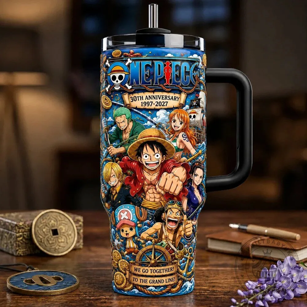One Piece 30th Anniversary Anime Manga Stainless Steel Tumbler with Handle