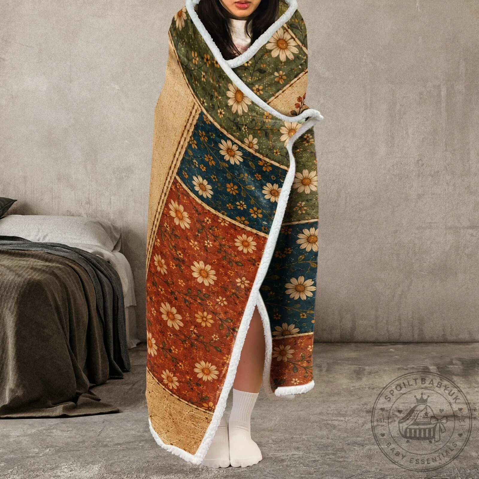 Personalized Reading Blanket for Book Lovers - Vintage Patchwork Style Sherpa Blanket 10 Personalized Reading Blanket for Book Lovers - Vintage Patchwork Style Sherpa Blanket