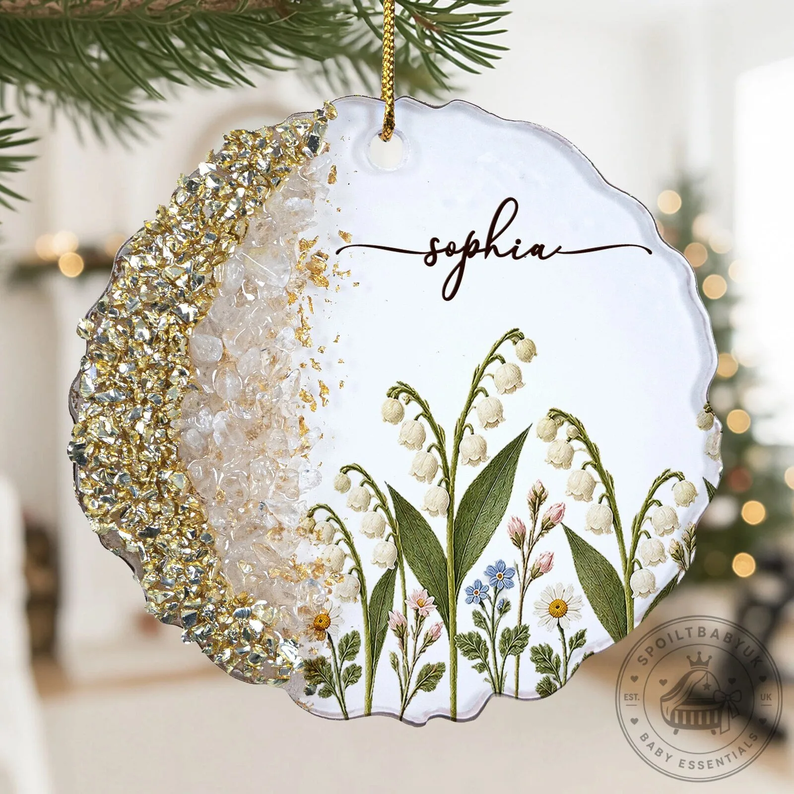 Personalized Birth Month Flower Glitter Name Christmas Tree Ornament 10 Personalized Birth Month Flower Glitter Name Christmas Tree Ornament