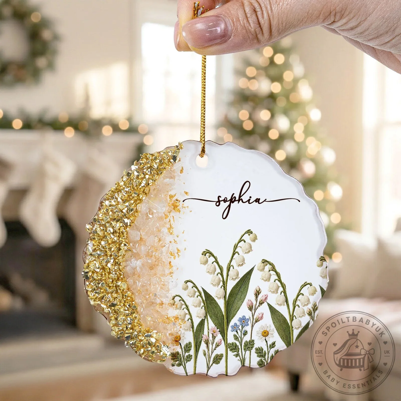 Personalized Birth Month Flower Glitter Name Christmas Tree Ornament 11 Personalized Birth Month Flower Glitter Name Christmas Tree Ornament