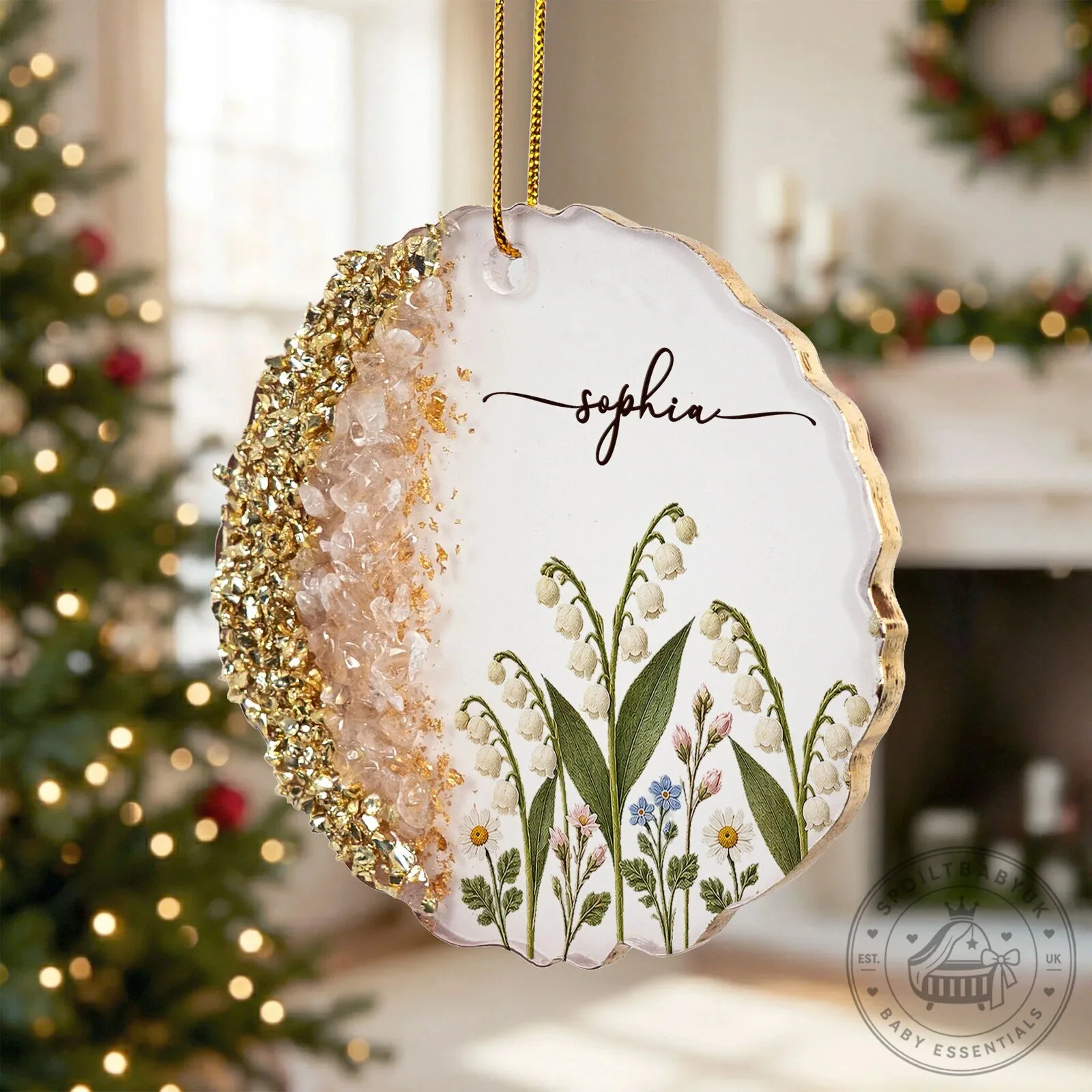 Personalized Birth Month Flower Glitter Name Christmas Tree Ornament 12 Personalized Birth Month Flower Glitter Name Christmas Tree Ornament