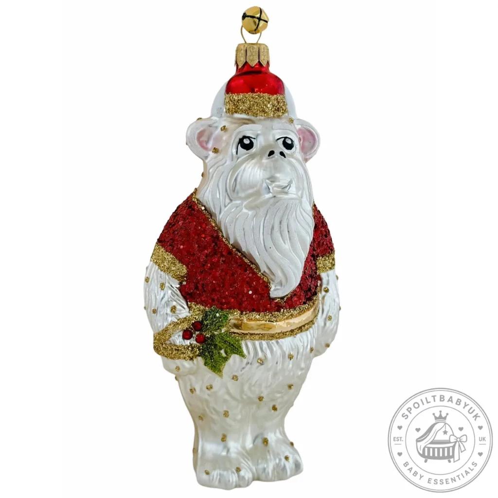 Winter Yeti Monster Christmas Tree Ornament with Red Hat and Holly Winter Yeti Monster Christmas Tree Ornament with Red Hat and Holly