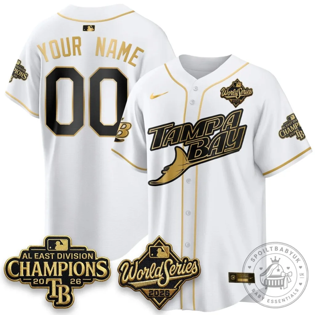 Tampa Bay Rays 2026 American League Champions White Gold Baseball Jersey Tampa Bay Rays 2026 American League Champions White Gold Baseball Jersey