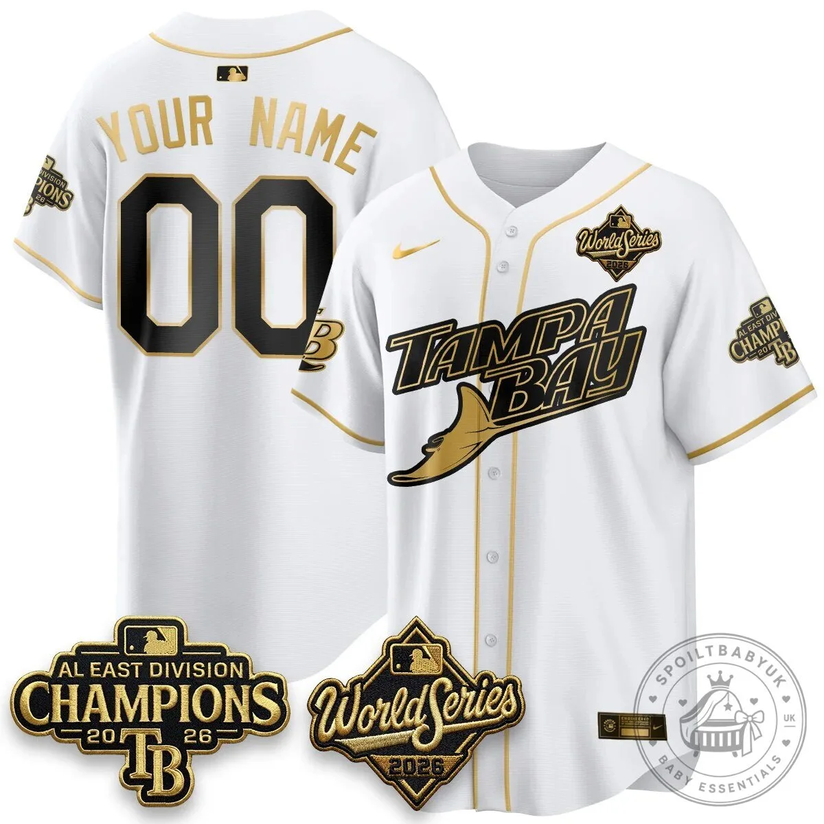 Tampa Bay Rays 2026 American League Champions White Gold Baseball Jersey