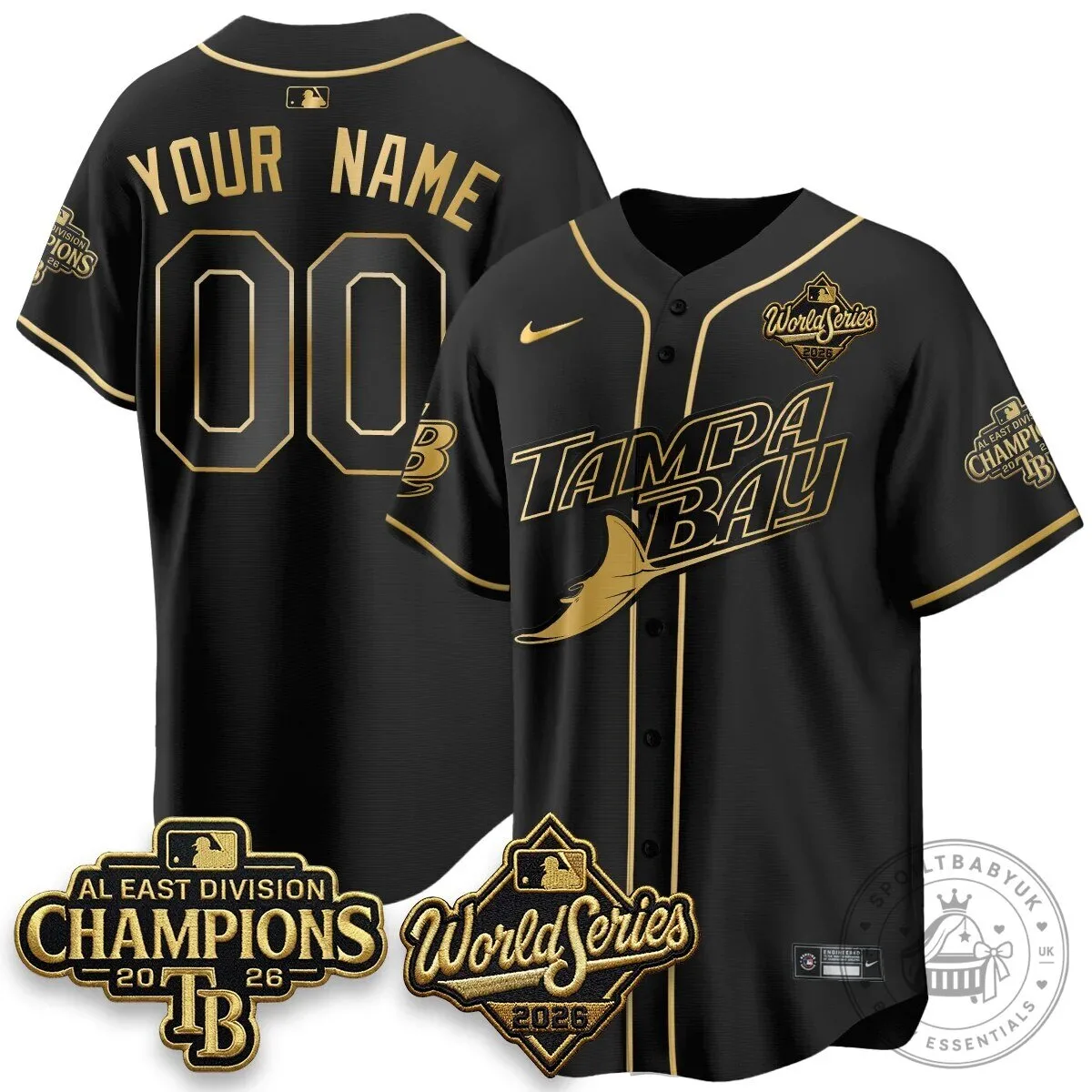 Tampa Bay Rays 2026 American League Champions White Gold Baseball Jersey 10 Tampa Bay Rays 2026 American League Champions White Gold Baseball Jersey