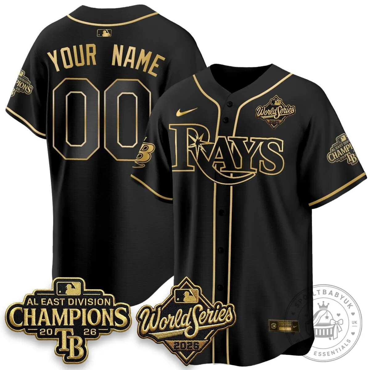 Tampa Bay Rays 2026 American League Champions White Gold Baseball Jersey 11 Tampa Bay Rays 2026 American League Champions White Gold Baseball Jersey