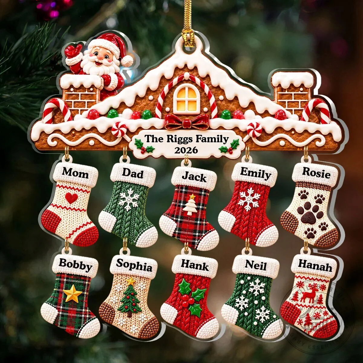 Custom Gingerbread House Family Ornament for Christmas Tree