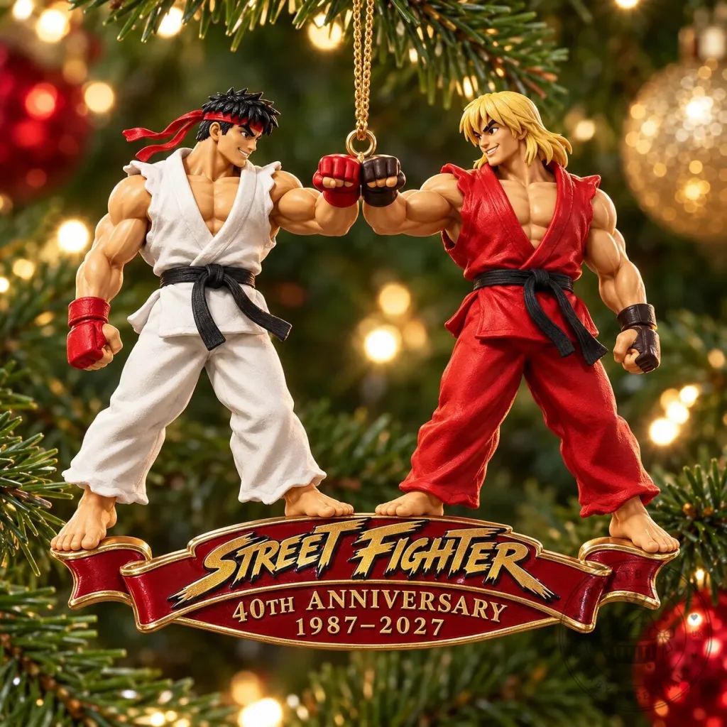 Street Fighter 40th Anniversary Ryu and Ken Christmas Ornament Street Fighter 40th Anniversary Ryu and Ken Christmas Ornament