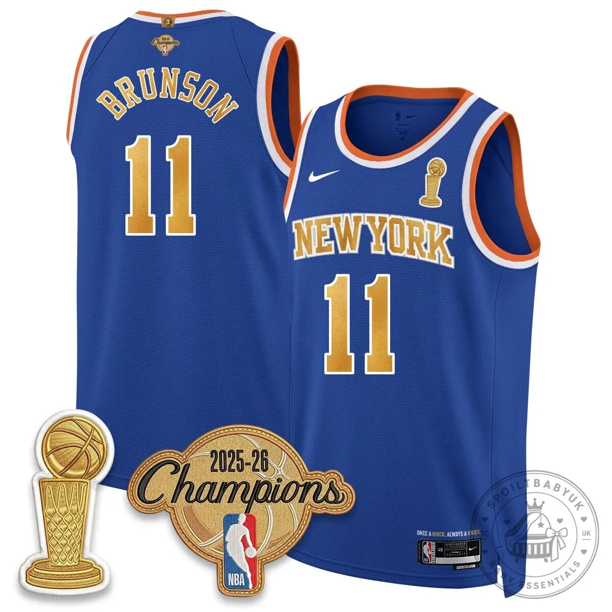 Jalen Brunson New York Knicks 2025-26 Champions Blue Basketball Jersey