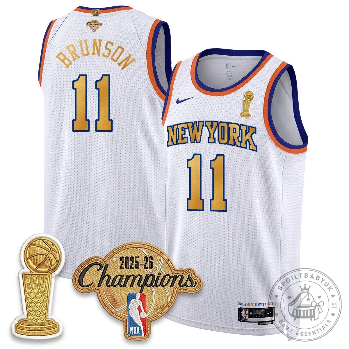Jalen Brunson New York Knicks 2025-26 Champions Blue Basketball Jersey 48 Jalen Brunson New York Knicks 2025-26 Champions Blue Basketball Jersey