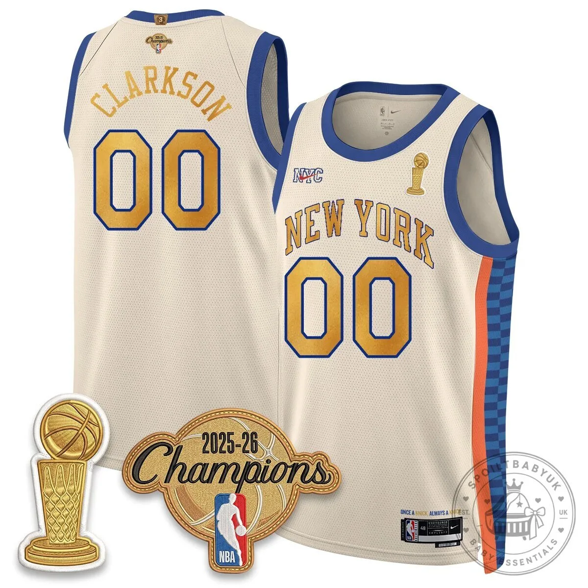 Jalen Brunson New York Knicks 2025-26 Champions Blue Basketball Jersey 64 Jalen Brunson New York Knicks 2025-26 Champions Blue Basketball Jersey