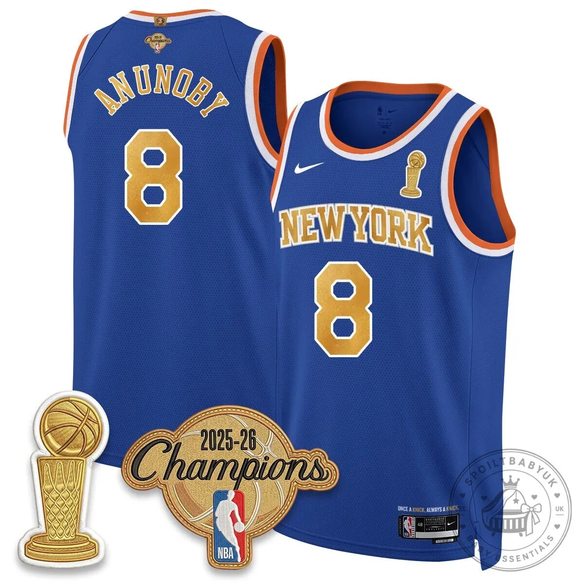 Jalen Brunson New York Knicks 2025-26 Champions Blue Basketball Jersey 85 Jalen Brunson New York Knicks 2025-26 Champions Blue Basketball Jersey