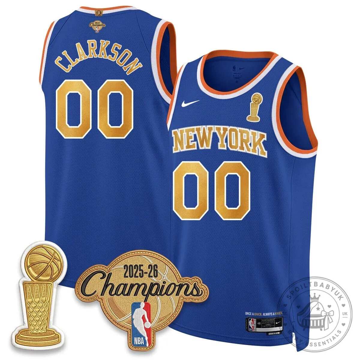 Jalen Brunson New York Knicks 2025-26 Champions Blue Basketball Jersey 90 Jalen Brunson New York Knicks 2025-26 Champions Blue Basketball Jersey