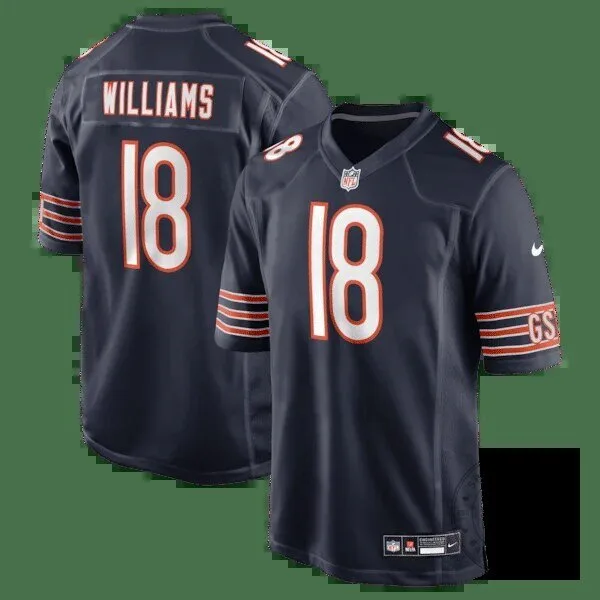 Caleb Williams Chicago Bears Navy Blue Football Jersey Number 18