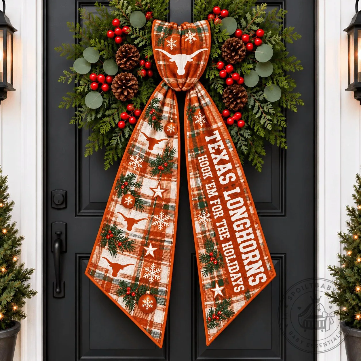Texas Longhorns Hook 'Em for the Holidays Christmas Wreath Sash