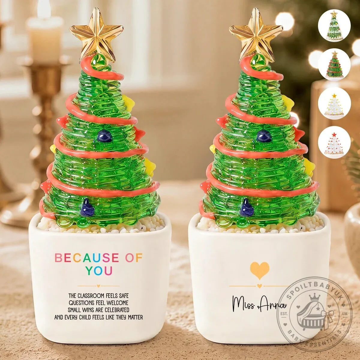Personalized Christmas Tree Glass Potted Decoration for Teacher Appreciation Gift 6 Personalized Christmas Tree Glass Potted Decoration for Teacher Appreciation Gift