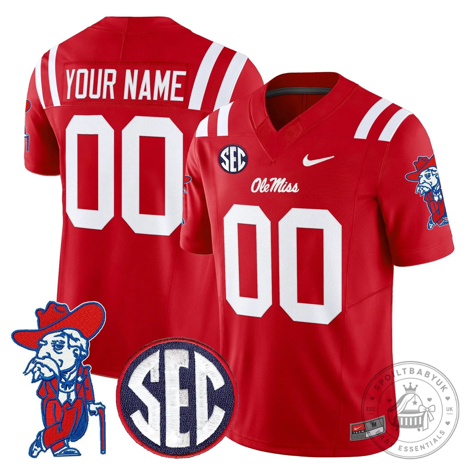 Ole Miss Rebels Football Team Custom Name and Number Red Fan Jersey 2 Ole Miss Rebels Football Team Custom Name and Number Red Fan Jersey