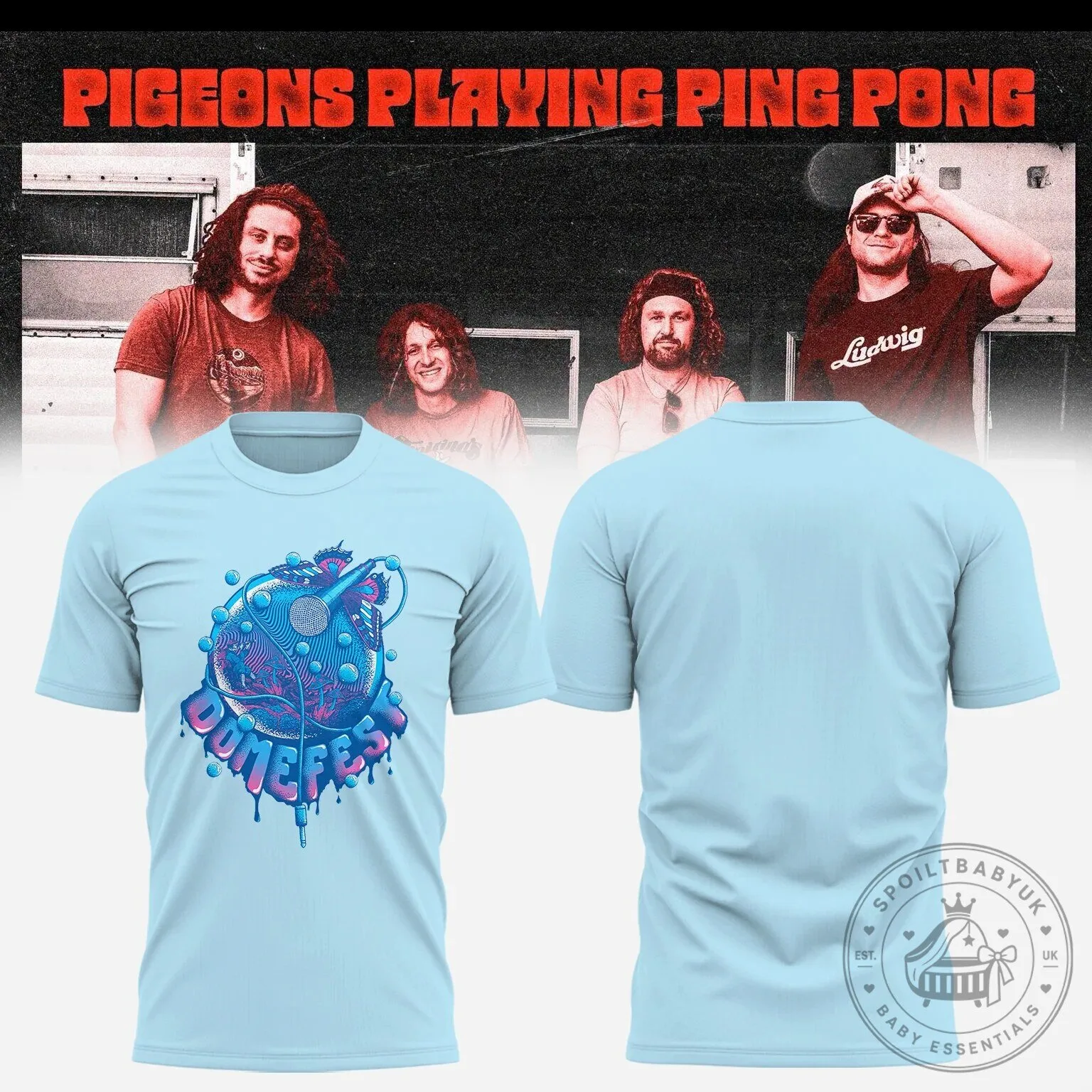 Pigeons Playing Ping Pong Band Domefest Music Festival T-Shirt 2 Pigeons Playing Ping Pong Band Domefest Music Festival T-Shirt