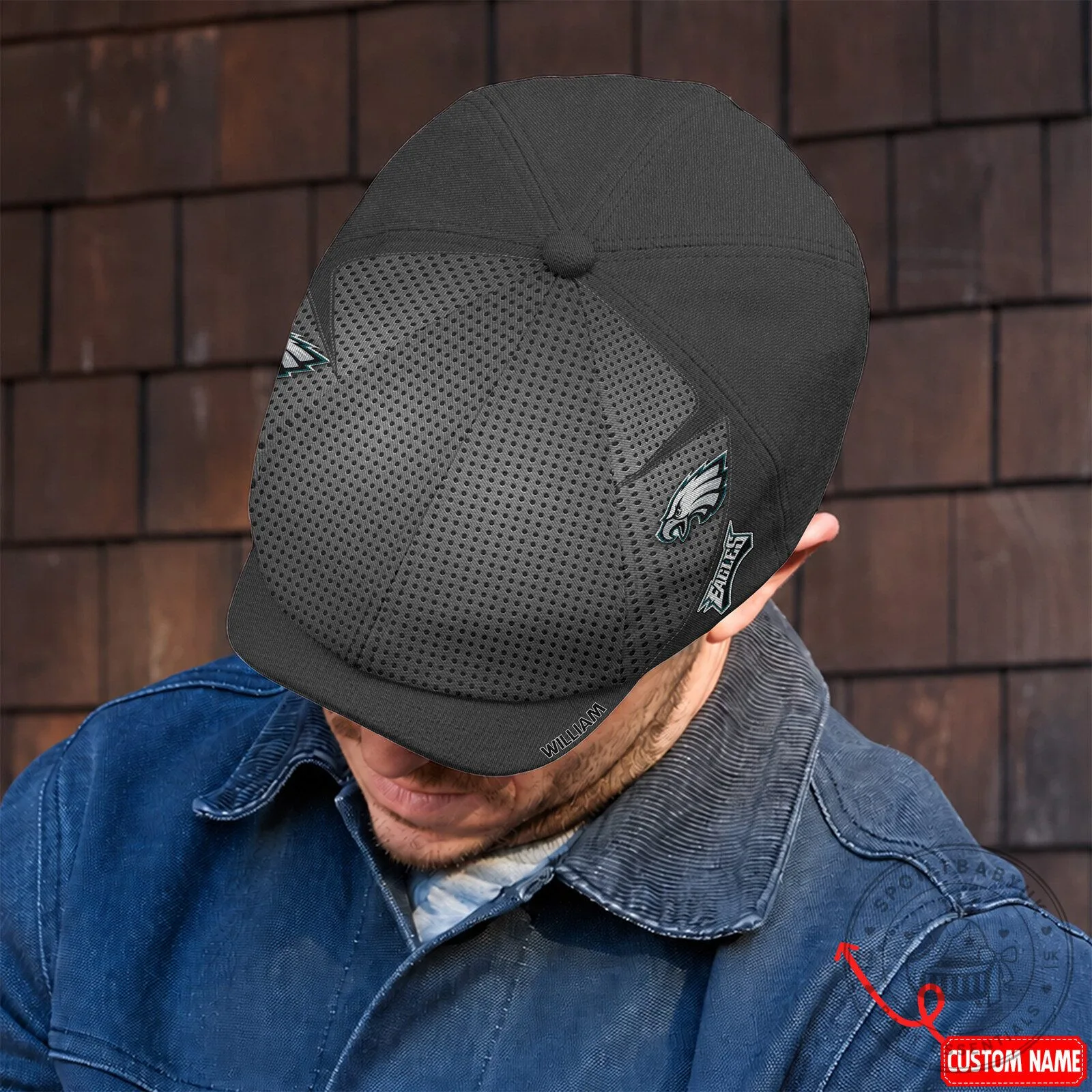 Philadelphia Eagles Custom Name Black Newsboy Cap Hat 1 Philadelphia Eagles Custom Name Black Newsboy Cap Hat