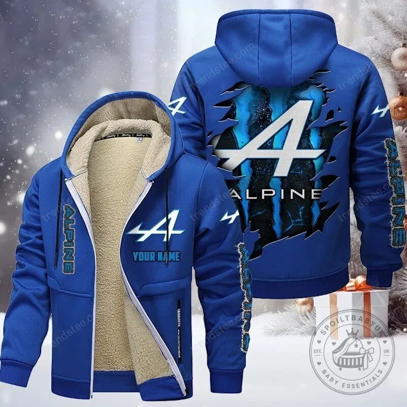Alpine Formula One Racing Team Blue Sherpa Lined Full Zip Hoodie